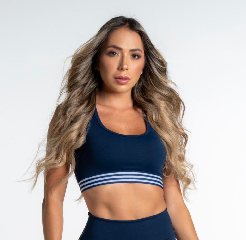 TOP FITNESS POLIAMIDA COM ELÁSTICO FRISOS