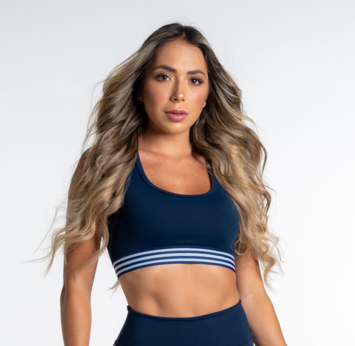 TOP FITNESS POLIAMIDA COM ELÁSTICO FRISOS